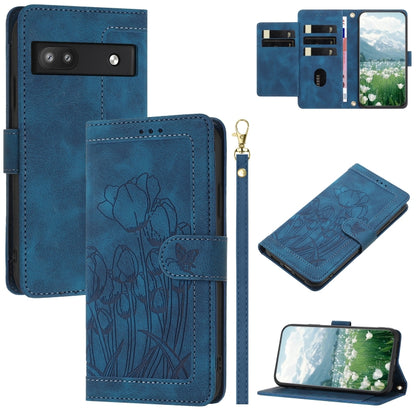 Tulips Embossed Leather Phone Case with Lanyard, For Google Pixel 11 Pro XL, For Google Pixel 11 / 11 Pro, For Google Pixel 10a, For Google Pixel 10 Pro XL, For Google Pixel 10, For Google Pixel 9a, For Google Pixel 9 Pro XL, For Google Pixel 9 / 9 Pro...