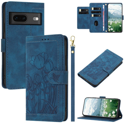 Tulips Embossed Leather Phone Case with Lanyard, For Google Pixel 11 Pro XL, For Google Pixel 11 / 11 Pro, For Google Pixel 10a, For Google Pixel 10 Pro XL, For Google Pixel 10, For Google Pixel 9a, For Google Pixel 9 Pro XL, For Google Pixel 9 / 9 Pro...