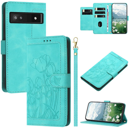Tulips Embossed Leather Phone Case with Lanyard, For Google Pixel 11 Pro XL, For Google Pixel 11 / 11 Pro, For Google Pixel 10a, For Google Pixel 10 Pro XL, For Google Pixel 10, For Google Pixel 9a, For Google Pixel 9 Pro XL, For Google Pixel 9 / 9 Pro...