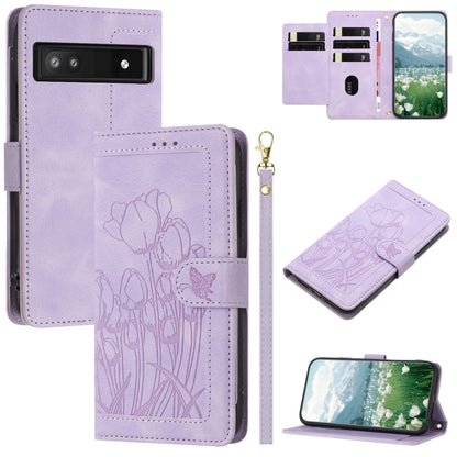 Tulips Embossed Leather Phone Case with Lanyard, For Google Pixel 11 Pro XL, For Google Pixel 11 / 11 Pro, For Google Pixel 10a, For Google Pixel 10 Pro XL, For Google Pixel 10, For Google Pixel 9a, For Google Pixel 9 Pro XL, For Google Pixel 9 / 9 Pro...