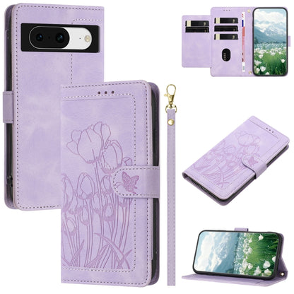 Tulips Embossed Leather Phone Case with Lanyard, For Google Pixel 11 Pro XL, For Google Pixel 11 / 11 Pro, For Google Pixel 10a, For Google Pixel 10 Pro XL, For Google Pixel 10, For Google Pixel 9a, For Google Pixel 9 Pro XL, For Google Pixel 9 / 9 Pro...