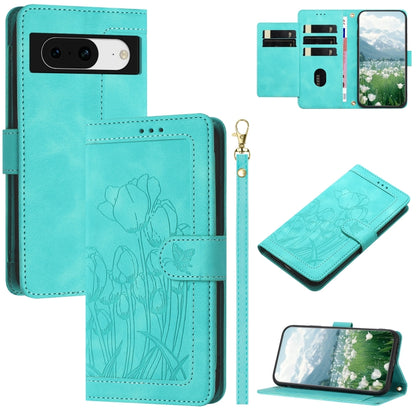 Tulips Embossed Leather Phone Case with Lanyard, For Google Pixel 11 Pro XL, For Google Pixel 11 / 11 Pro, For Google Pixel 10a, For Google Pixel 10 Pro XL, For Google Pixel 10, For Google Pixel 9a, For Google Pixel 9 Pro XL, For Google Pixel 9 / 9 Pro...