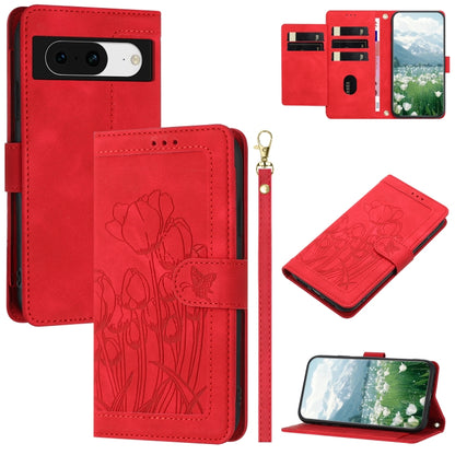 Tulips Embossed Leather Phone Case with Lanyard, For Google Pixel 11 Pro XL, For Google Pixel 11 / 11 Pro, For Google Pixel 10a, For Google Pixel 10 Pro XL, For Google Pixel 10, For Google Pixel 9a, For Google Pixel 9 Pro XL, For Google Pixel 9 / 9 Pro...