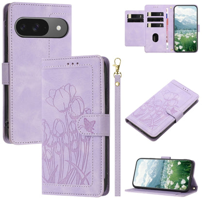 Tulips Embossed Leather Phone Case with Lanyard, For Google Pixel 11 Pro XL, For Google Pixel 11 / 11 Pro, For Google Pixel 10a, For Google Pixel 10 Pro XL, For Google Pixel 10, For Google Pixel 9a, For Google Pixel 9 Pro XL, For Google Pixel 9 / 9 Pro...
