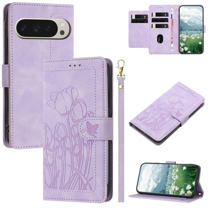 Tulips Embossed Leather Phone Case with Lanyard, For Google Pixel 11 Pro XL, For Google Pixel 11 / 11 Pro, For Google Pixel 10a, For Google Pixel 10 Pro XL, For Google Pixel 10, For Google Pixel 9a, For Google Pixel 9 Pro XL, For Google Pixel 9 / 9 Pro...
