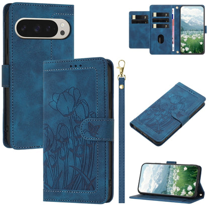 Tulips Embossed Leather Phone Case with Lanyard, For Google Pixel 11 Pro XL, For Google Pixel 11 / 11 Pro, For Google Pixel 10a, For Google Pixel 10 Pro XL, For Google Pixel 10, For Google Pixel 9a, For Google Pixel 9 Pro XL, For Google Pixel 9 / 9 Pro...