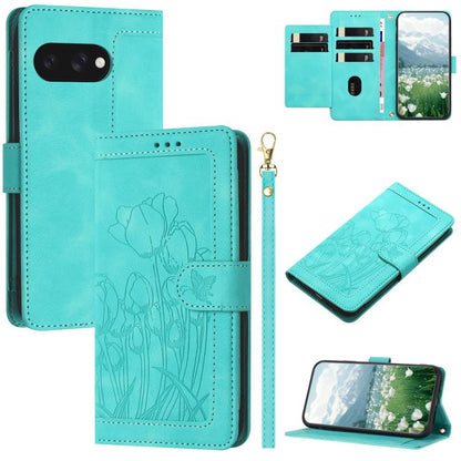 Tulips Embossed Leather Phone Case with Lanyard, For Google Pixel 11 Pro XL, For Google Pixel 11 / 11 Pro, For Google Pixel 10a, For Google Pixel 10 Pro XL, For Google Pixel 10, For Google Pixel 9a, For Google Pixel 9 Pro XL, For Google Pixel 9 / 9 Pro...
