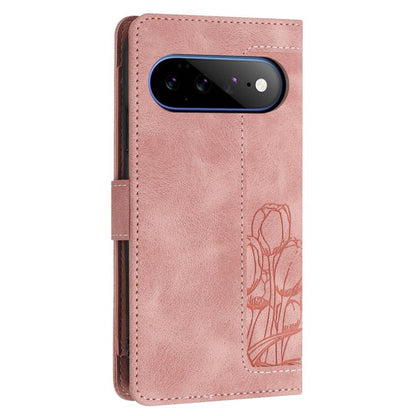 Tulips Embossed Leather Phone Case with Lanyard, For Google Pixel 11 Pro XL, For Google Pixel 11 / 11 Pro, For Google Pixel 10a, For Google Pixel 10 Pro XL, For Google Pixel 10, For Google Pixel 9a, For Google Pixel 9 Pro XL, For Google Pixel 9 / 9 Pro...