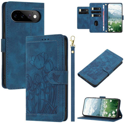 Tulips Embossed Leather Phone Case with Lanyard, For Google Pixel 11 Pro XL, For Google Pixel 11 / 11 Pro, For Google Pixel 10a, For Google Pixel 10 Pro XL, For Google Pixel 10, For Google Pixel 9a, For Google Pixel 9 Pro XL, For Google Pixel 9 / 9 Pro...