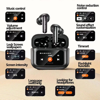 awei T56 ANC Noise Reduction Wireless Bluetooth Earphone with LED Touch Screen