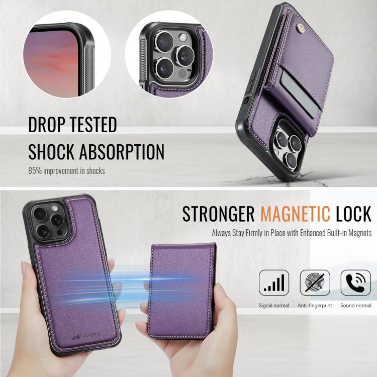 JEEHOOD J06 British Style RFID MagSafe Card Bag PU Phone Case