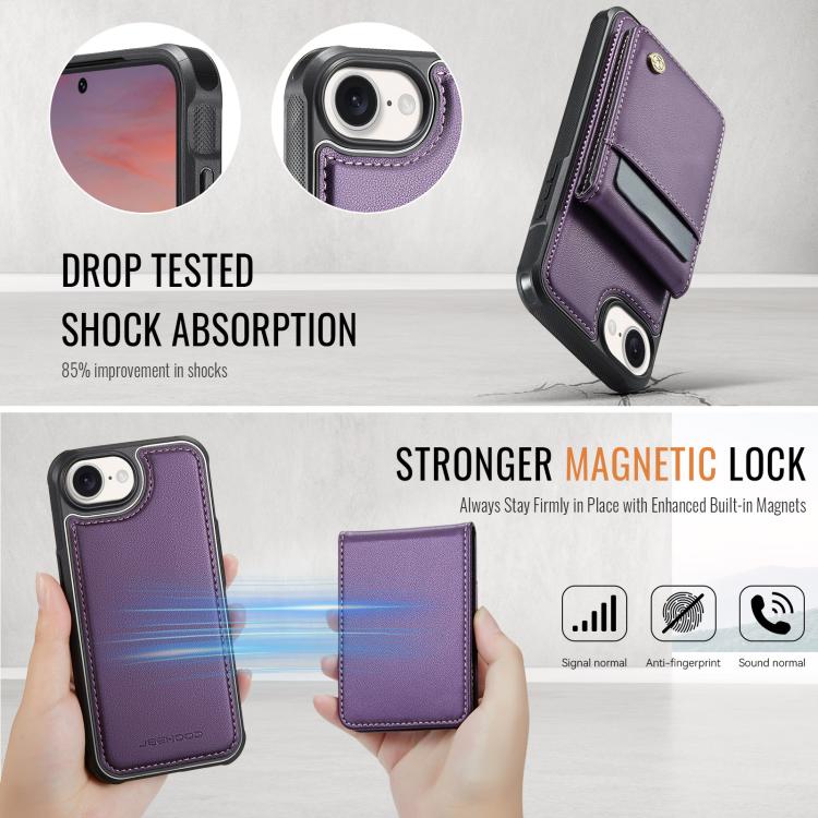 JEEHOOD J06 British Style RFID MagSafe Card Bag PU Phone Case, For iPhone 17e / 16e, For iPhone 17 Pro Max, For iPhone 17 Pro, For iPhone 17, For iPhone Air, For iPhone 16 Pro Max, For iPhone 16 Pro, For iPhone 16 Plus, For iPhone 16                   ...