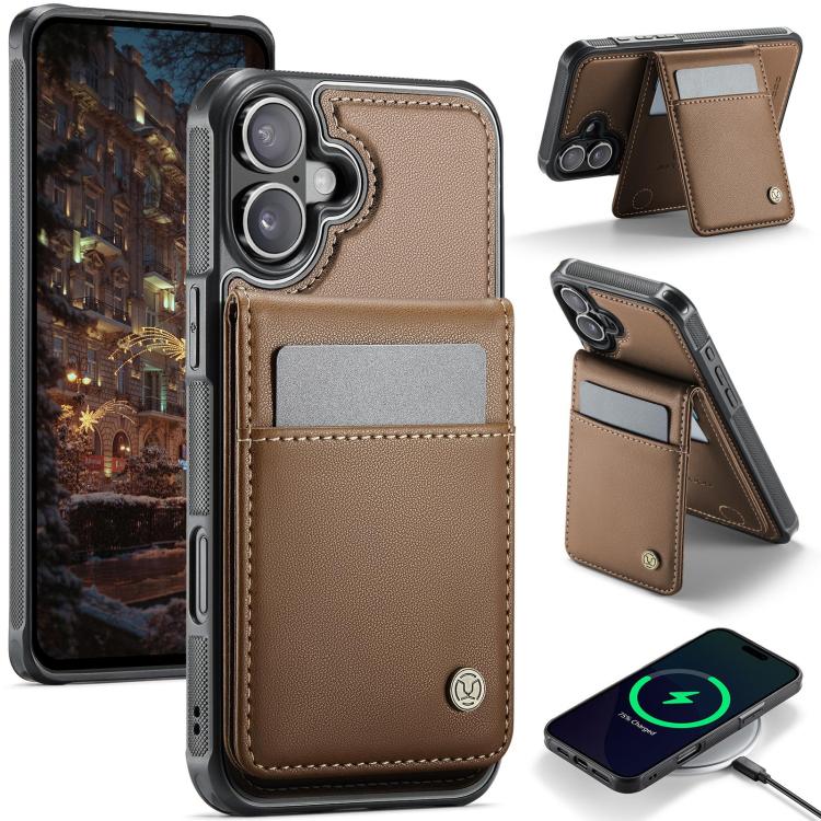 JEEHOOD J06 British Style RFID MagSafe Card Bag PU Phone Case, For iPhone 17e / 16e, For iPhone 17 Pro Max, For iPhone 17 Pro, For iPhone 17, For iPhone Air, For iPhone 16 Pro Max, For iPhone 16 Pro, For iPhone 16 Plus, For iPhone 16                   ...