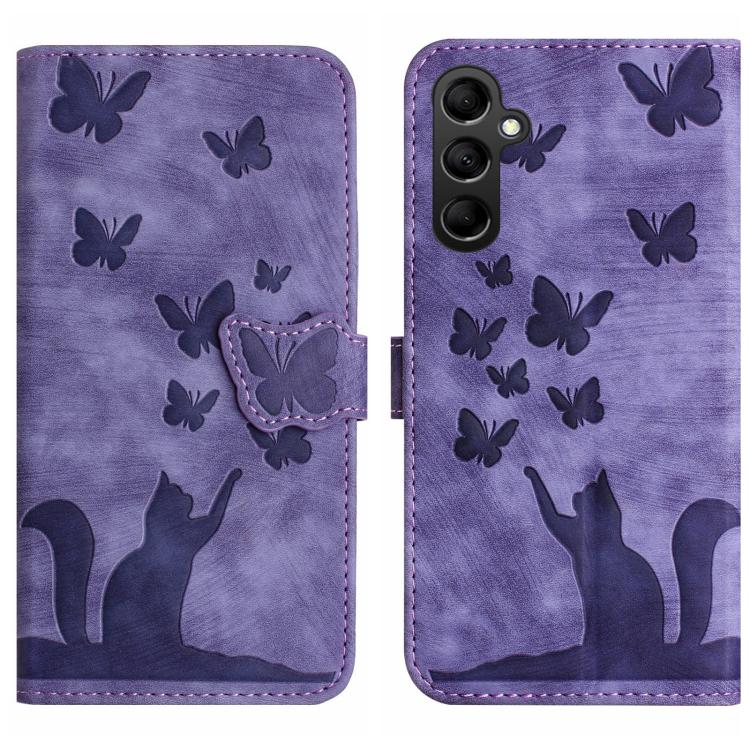 Butterfly Cat Embossing Flip Leather Phone Case, For Samsung Galaxy A57 5G, For Samsung Galaxy A37 5G, For Galaxy A27 5G, For Samsung Galaxy A07 4G / A06 4G, For Samsung Galaxy A17 5G / A26 5G, For Samsung Galaxy A56 5G, For Samsung Galaxy A26 5G      ...