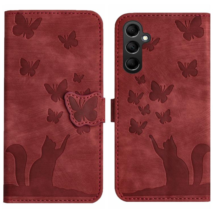 Butterfly Cat Embossing Flip Leather Phone Case, For Samsung Galaxy A57 5G, For Samsung Galaxy A37 5G, For Galaxy A27 5G, For Samsung Galaxy A07 4G / A06 4G, For Samsung Galaxy A17 5G / A26 5G, For Samsung Galaxy A56 5G, For Samsung Galaxy A26 5G      ...