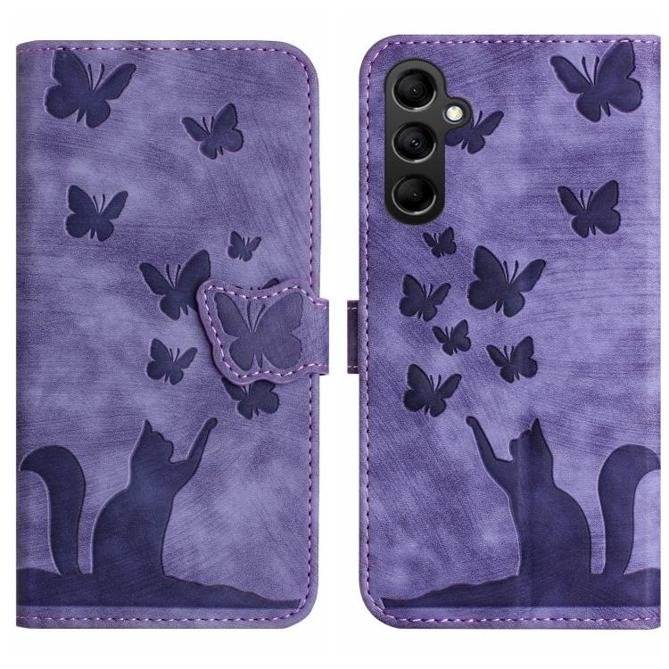 Butterfly Cat Embossing Flip Leather Phone Case, For Samsung Galaxy A57 5G, For Samsung Galaxy A37 5G, For Galaxy A27 5G, For Samsung Galaxy A07 4G / A06 4G, For Samsung Galaxy A17 5G / A26 5G, For Samsung Galaxy A56 5G, For Samsung Galaxy A26 5G      ...
