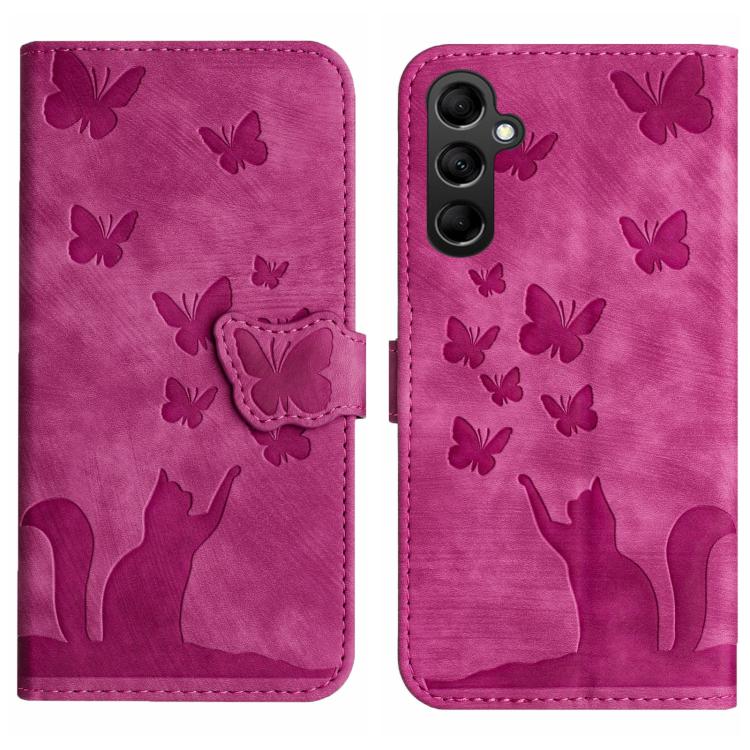Butterfly Cat Embossing Flip Leather Phone Case, For Samsung Galaxy A57 5G, For Samsung Galaxy A37 5G, For Galaxy A27 5G, For Samsung Galaxy A07 4G / A06 4G, For Samsung Galaxy A17 5G / A26 5G, For Samsung Galaxy A56 5G, For Samsung Galaxy A26 5G      ...
