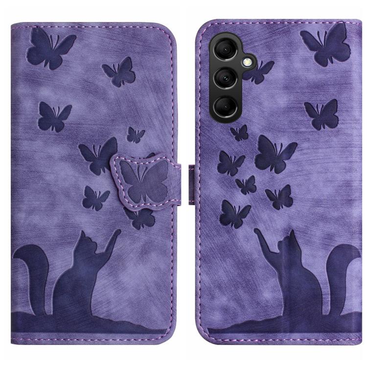 Butterfly Cat Embossing Flip Leather Phone Case, For Samsung Galaxy A57 5G, For Samsung Galaxy A37 5G, For Galaxy A27 5G, For Samsung Galaxy A07 4G / A06 4G, For Samsung Galaxy A17 5G / A26 5G, For Samsung Galaxy A56 5G, For Samsung Galaxy A26 5G      ...