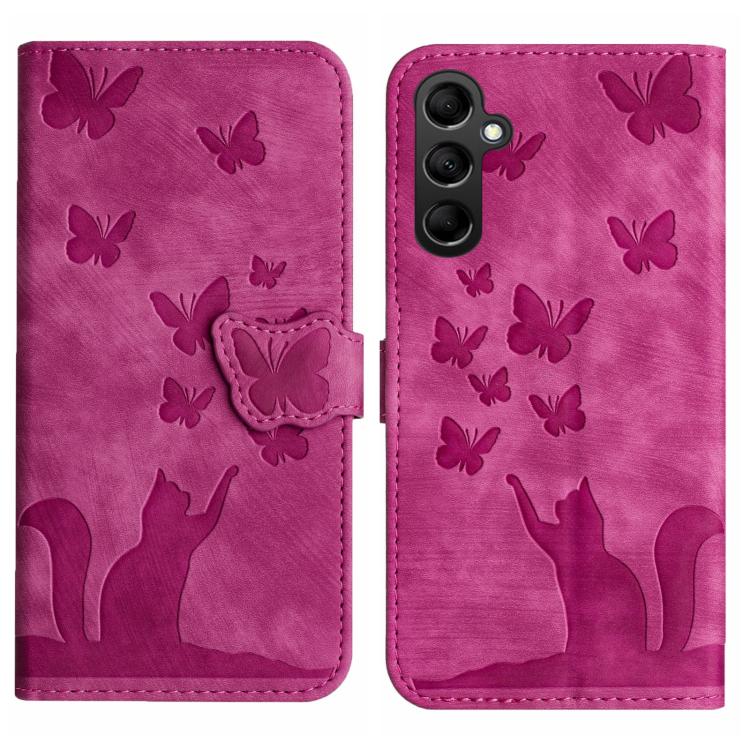 Butterfly Cat Embossing Flip Leather Phone Case, For Samsung Galaxy A57 5G, For Samsung Galaxy A37 5G, For Galaxy A27 5G, For Samsung Galaxy A07 4G / A06 4G, For Samsung Galaxy A17 5G / A26 5G, For Samsung Galaxy A56 5G, For Samsung Galaxy A26 5G      ...