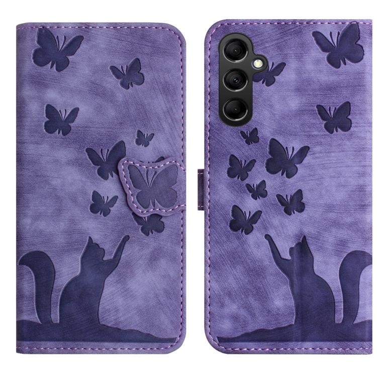 Butterfly Cat Embossing Flip Leather Phone Case, For Samsung Galaxy A57 5G, For Samsung Galaxy A37 5G, For Galaxy A27 5G, For Samsung Galaxy A07 4G / A06 4G, For Samsung Galaxy A17 5G / A26 5G, For Samsung Galaxy A56 5G, For Samsung Galaxy A26 5G      ...