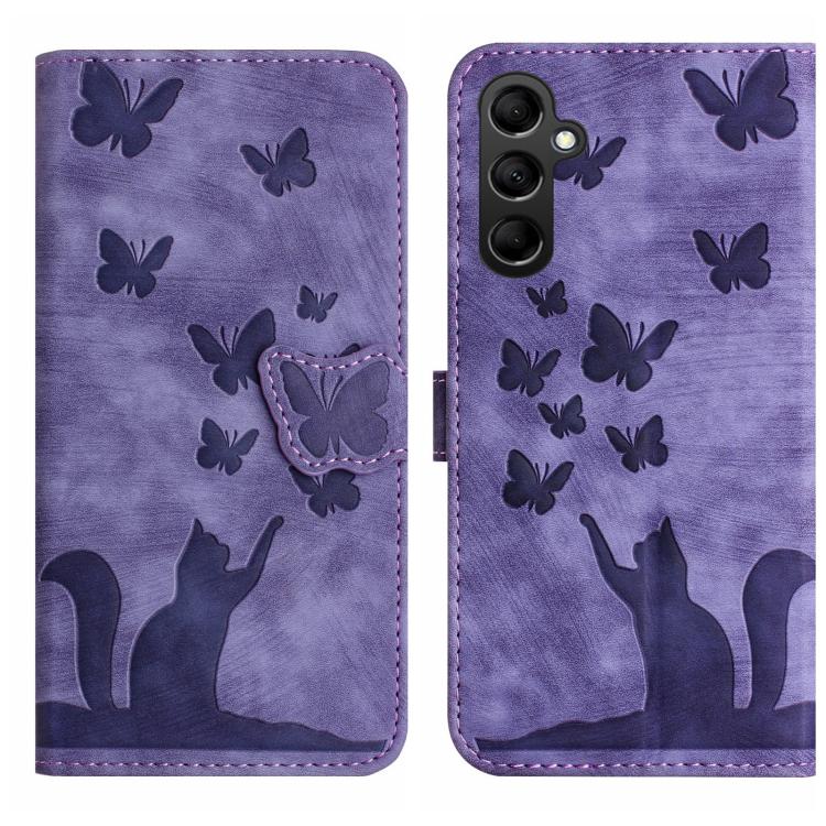 Butterfly Cat Embossing Flip Leather Phone Case, For Samsung Galaxy A57 5G, For Samsung Galaxy A37 5G, For Galaxy A27 5G, For Samsung Galaxy A07 4G / A06 4G, For Samsung Galaxy A17 5G / A26 5G, For Samsung Galaxy A56 5G, For Samsung Galaxy A26 5G      ...