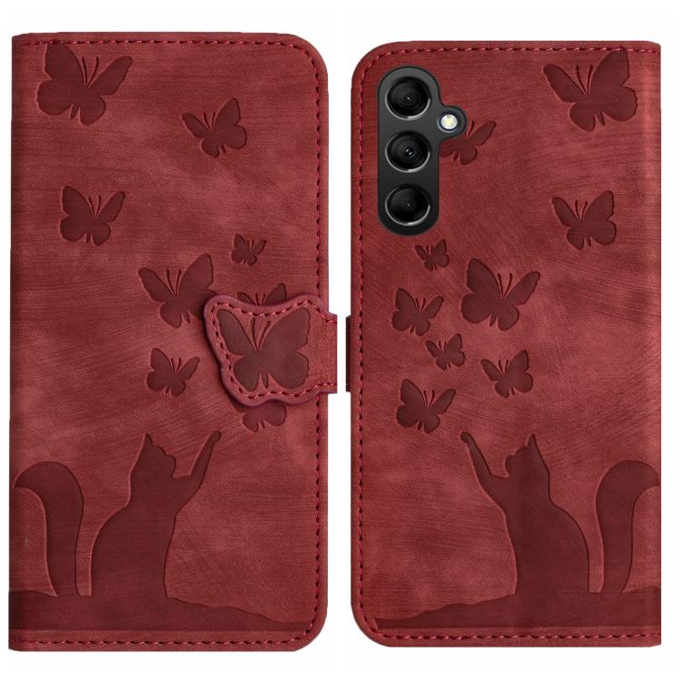 Butterfly Cat Embossing Flip Leather Phone Case, For Samsung Galaxy A57 5G, For Samsung Galaxy A37 5G, For Galaxy A27 5G, For Samsung Galaxy A07 4G / A06 4G, For Samsung Galaxy A17 5G / A26 5G, For Samsung Galaxy A56 5G, For Samsung Galaxy A26 5G      ...