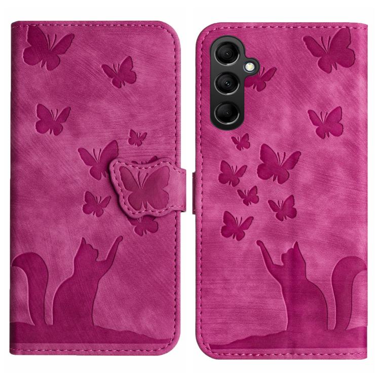 Butterfly Cat Embossing Flip Leather Phone Case, For Samsung Galaxy A57 5G, For Samsung Galaxy A37 5G, For Galaxy A27 5G, For Samsung Galaxy A07 4G / A06 4G, For Samsung Galaxy A17 5G / A26 5G, For Samsung Galaxy A56 5G, For Samsung Galaxy A26 5G      ...