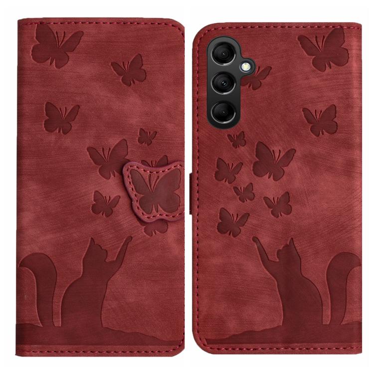 Butterfly Cat Embossing Flip Leather Phone Case, For Samsung Galaxy A57 5G, For Samsung Galaxy A37 5G, For Galaxy A27 5G, For Samsung Galaxy A07 4G / A06 4G, For Samsung Galaxy A17 5G / A26 5G, For Samsung Galaxy A56 5G, For Samsung Galaxy A26 5G      ...