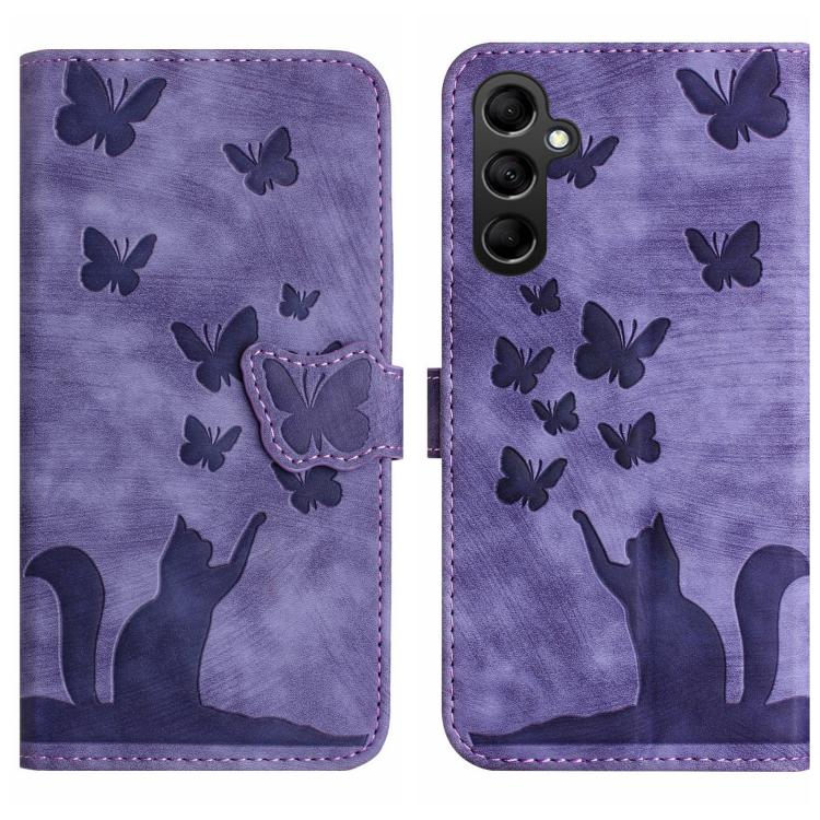 Butterfly Cat Embossing Flip Leather Phone Case, For Samsung Galaxy A57 5G, For Samsung Galaxy A37 5G, For Galaxy A27 5G, For Samsung Galaxy A07 4G / A06 4G, For Samsung Galaxy A17 5G / A26 5G, For Samsung Galaxy A56 5G, For Samsung Galaxy A26 5G      ...