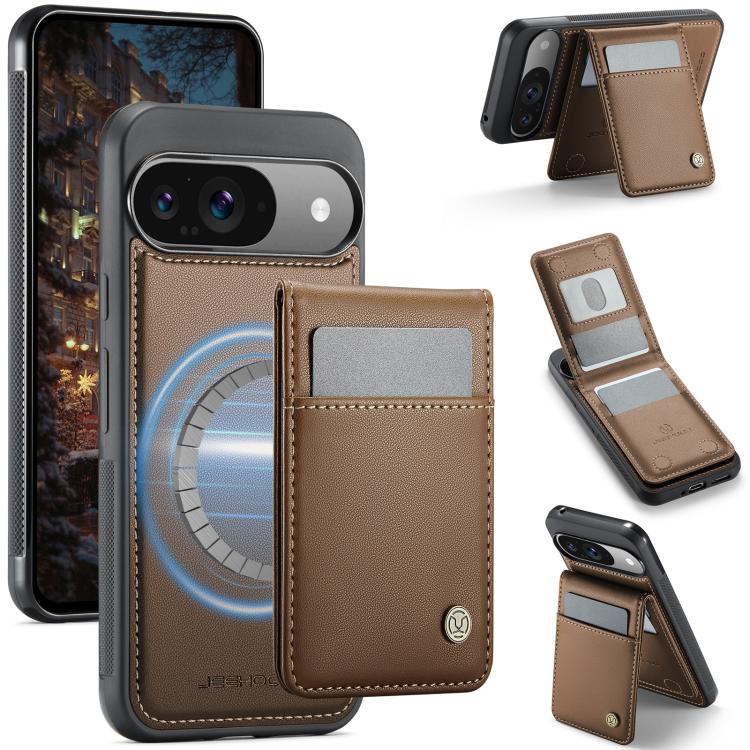 JEEHOOD J06 British Style RFID MagSafe Card Bag PU Phone Case, For Google Pixel 11 Pro XL, For Google Pixel 11 / 11 Pro, For Google Pixel 10a, For Google Pixel 9a, For Google Pixel 9 Pro XL, For Google Pixel 9 / 9 Pro
