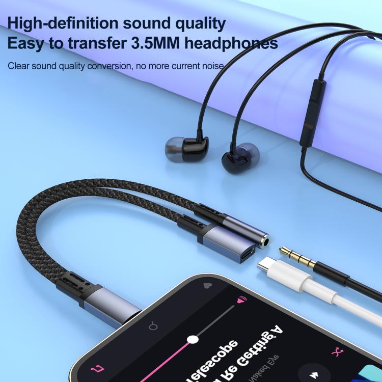 8 Pin to 3.5mm, USB-C / Type-C Audio Adapter Cable, 3 in 1