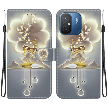 Crystal Texture Colored Drawing Leather Phone Case, For Redmi 12C / 11A
