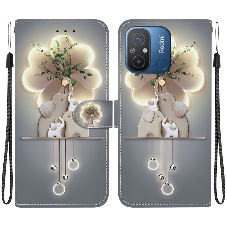 Crystal Texture Colored Drawing Leather Phone Case, For Redmi 12C / 11A