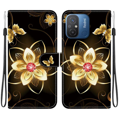 Crystal Texture Colored Drawing Leather Phone Case, For Redmi 12C / 11A
