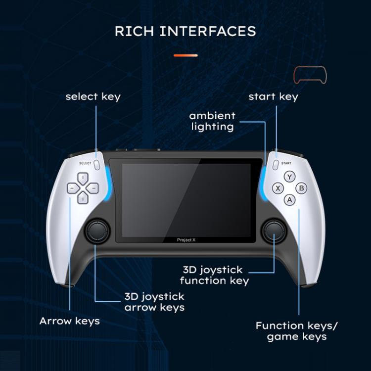 PROJECT X Console de jeu portable Écran 4,3 pouces CPU ATM 7051