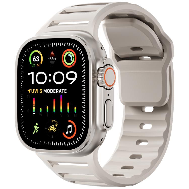 Single Nail Dual-Color Multi-hole Silicone Watch Band, For Apple Watch 46mm / 49mm / 45mm / 44mm