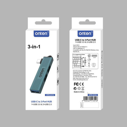 Onten UC51 3 in 1 Type-C to USB HUB, UC51