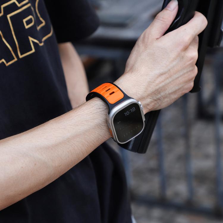 Norman Buckle Two-color Silicone Watch Band, For Apple Watch 46mm / 49mm / 45mm / 44mm, For Apple Watch 42mm / 41mm / 40mm / 38mm