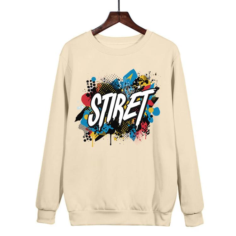 Alphabet Printed Casual Loose Round Neck Sweatshirt Print On Your Demand, POD Sweatshirt, S, M, L, XL, XXL, XXXL, XS