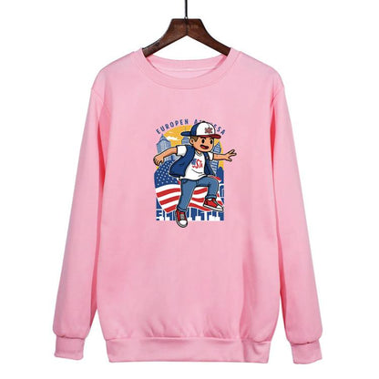 Boy Printed Casual Loose Round Neck Sweatshirt Print On Your Demand, XS, S, M, L, XL, XXL, XXXL