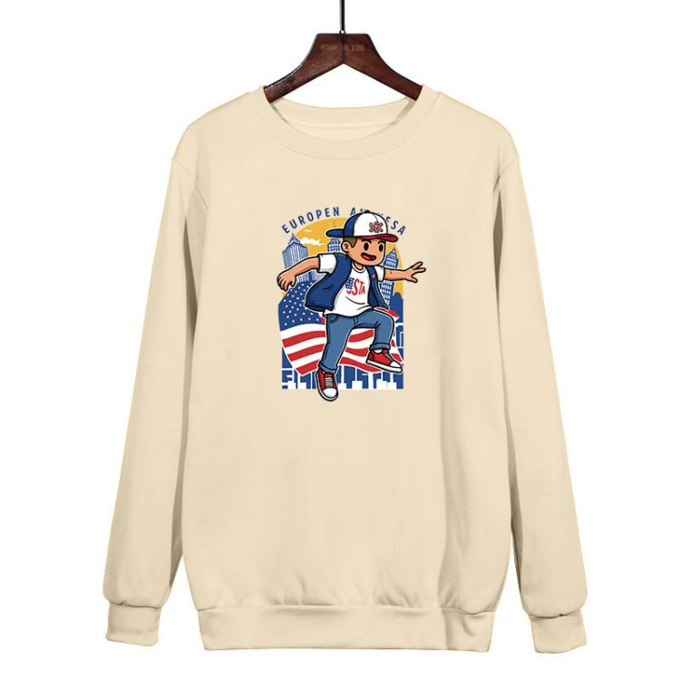 Boy Printed Casual Loose Round Neck Sweatshirt Print On Your Demand, XS, S, M, L, XL, XXL, XXXL