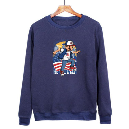 Boy Printed Casual Loose Round Neck Sweatshirt Print On Your Demand, XS, S, M, L, XL, XXL, XXXL