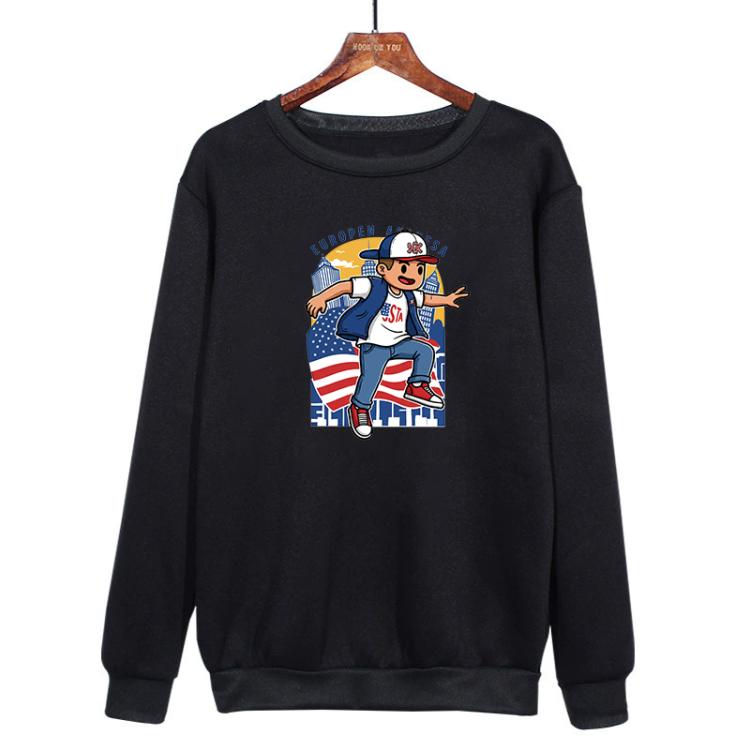 Boy Printed Casual Loose Round Neck Sweatshirt Print On Your Demand, XS, S, M, L, XL, XXL, XXXL