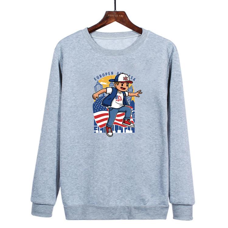 Boy Printed Casual Loose Round Neck Sweatshirt Print On Your Demand, XS, S, M, L, XL, XXL, XXXL
