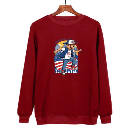 Boy Printed Casual Loose Round Neck Sweatshirt Print On Your Demand, XS, S, M, L, XL, XXL, XXXL
