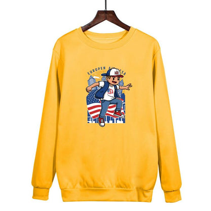 Boy Printed Casual Loose Round Neck Sweatshirt Print On Your Demand, XS, S, M, L, XL, XXL, XXXL