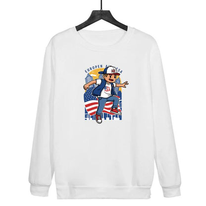 Boy Printed Casual Loose Round Neck Sweatshirt Print On Your Demand, XS, S, M, L, XL, XXL, XXXL