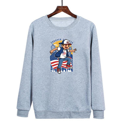 Boy Printed Casual Loose Round Neck Sweatshirt Print On Your Demand, XS, S, M, L, XL, XXL, XXXL