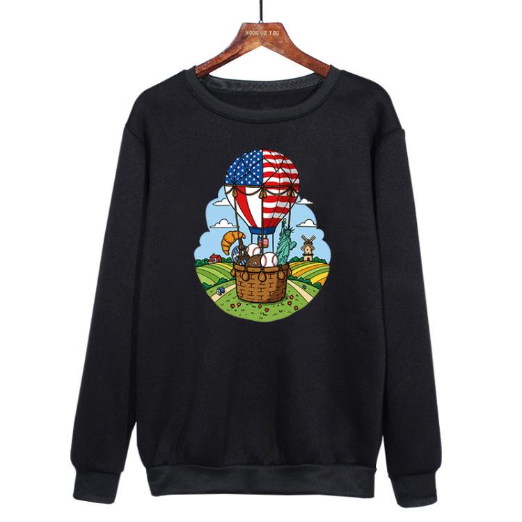 Balloon Printed Casual Loose Round Neck Sweatshirt Print On Your Demand, XS, S, M, L, XL, XXL, XXXL