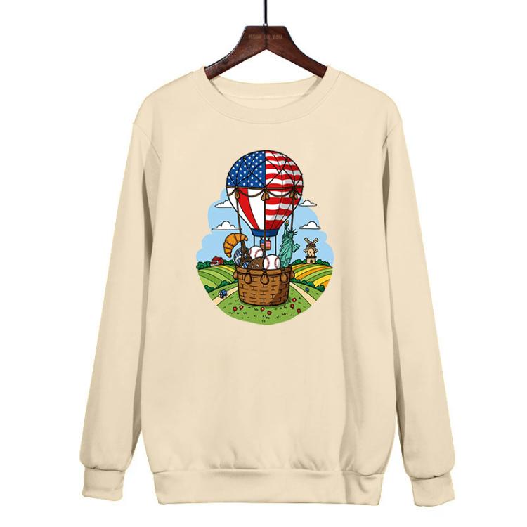 Balloon Printed Casual Loose Round Neck Sweatshirt Print On Your Demand, XS, S, M, L, XL, XXL, XXXL